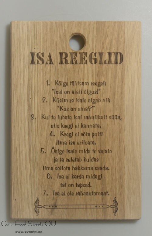 Lõikelaud "Isa reeglid" 20x30